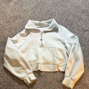 Lulu-B Cream Cropped Half-Zip Sweatshirt